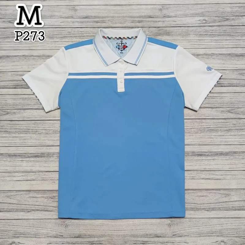 Casual Polo shirt Pria white blue photo 1