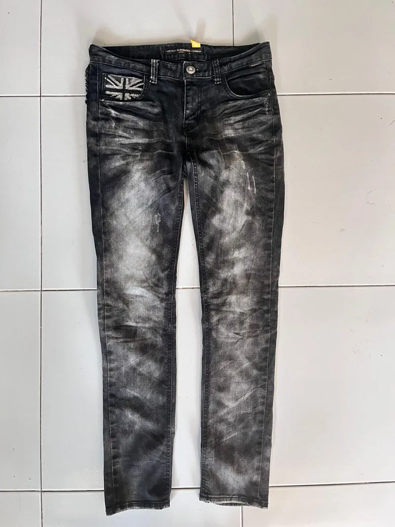 Celana Vintage Y2k washed denim Glamarous x if six was nine photo 1