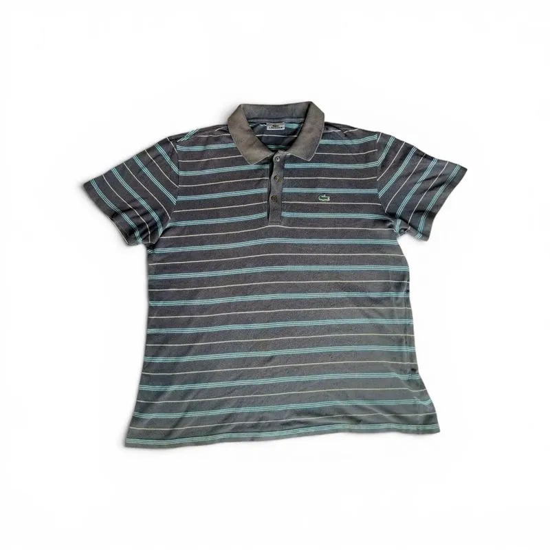 Vintage Lacoste Polo Shirt Grey Stripe Mint Green  photo 1