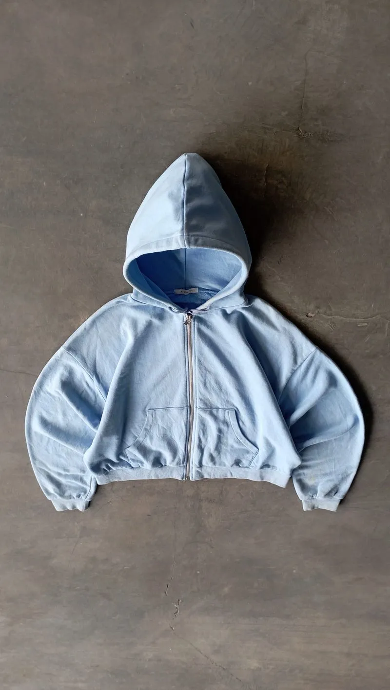 2000's Heavyweight Sky Blue Zip Up Boxy Hoodie photo 1