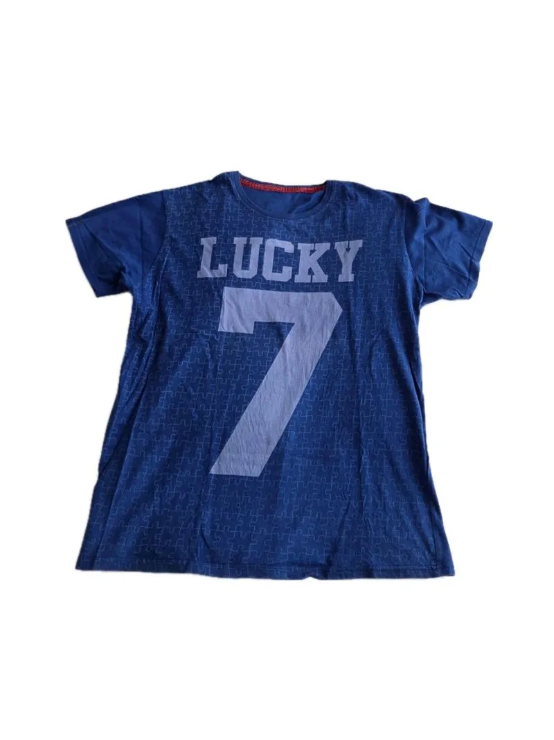 Lucky 7 Blue Mens Shirt / Atasan Cowo Kaos Laki-laki Biru photo 1