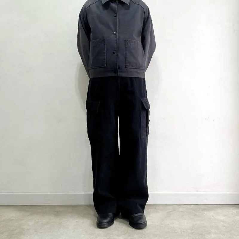 Basic cargo longpants washed black jeans, Loose Fit photo 1