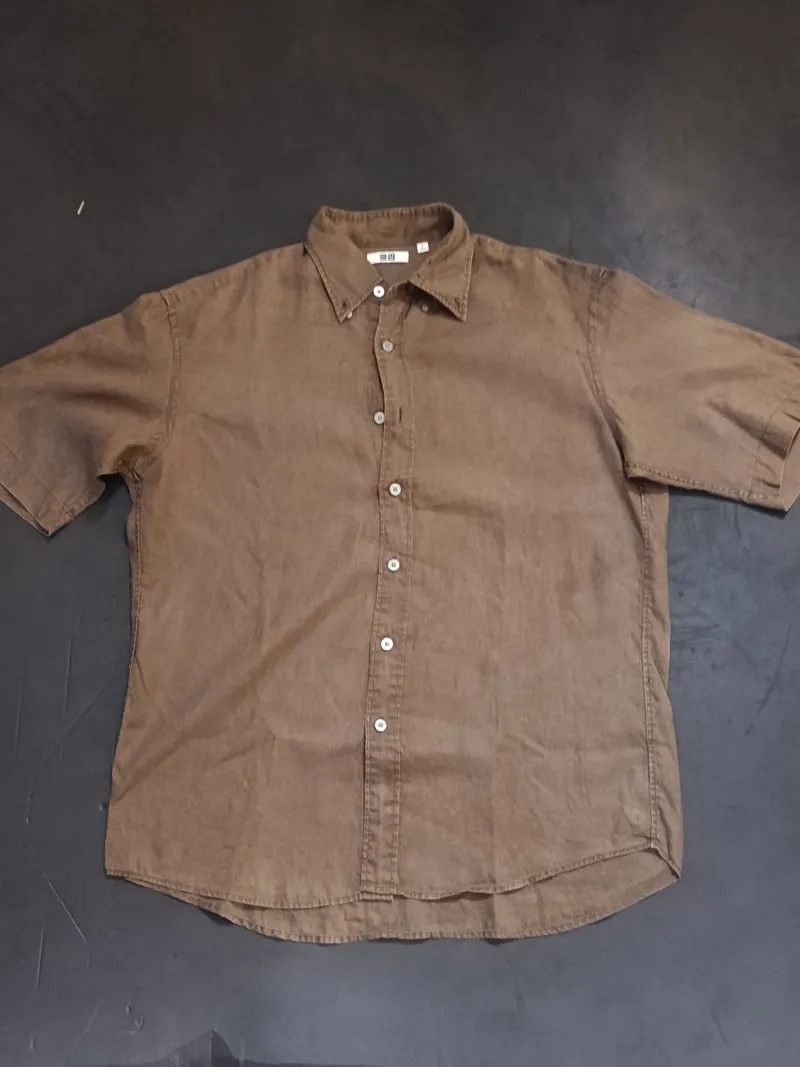 Kemeja uniqlo linen formal brown photo 1