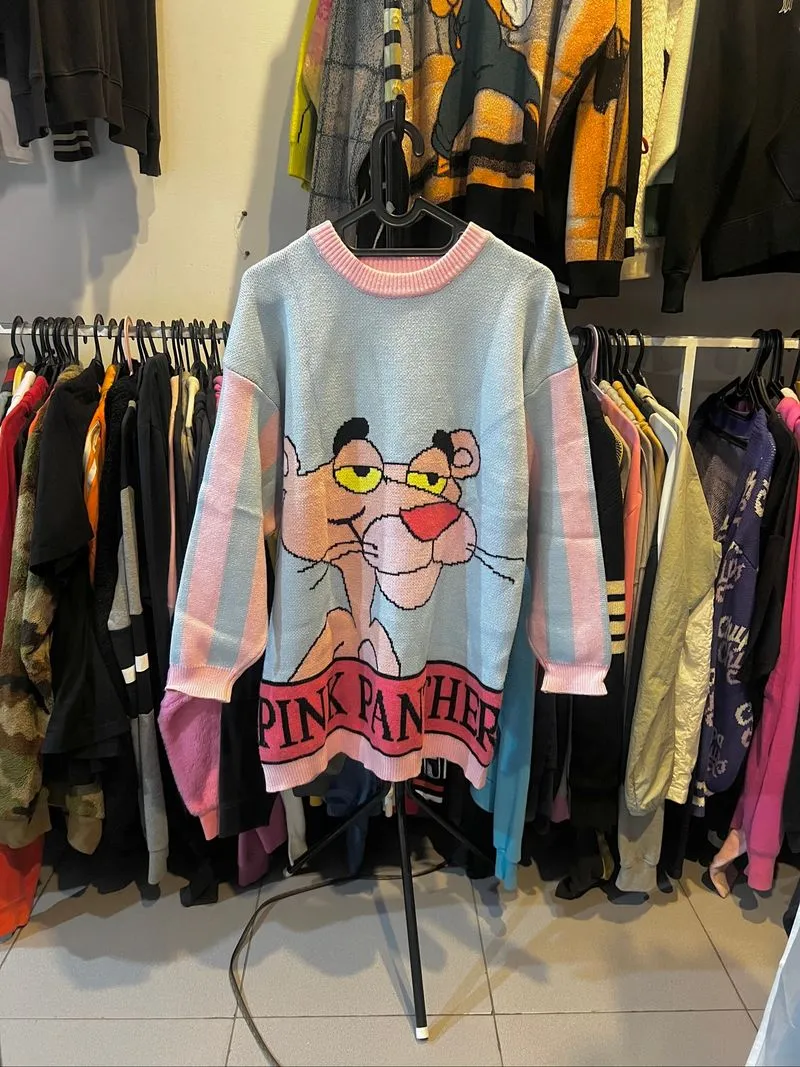 Sweater rajut pink panther//knitwear rare//rajut karakter photo 1