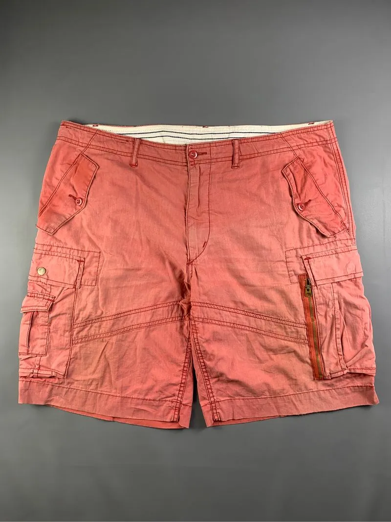 2000s PRL Red Faded Military Style Cargo Shorts (Fit 40) photo 1
