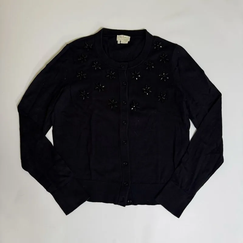 Kate Spade Flower Beads Black Cardigan Outer Wanita Hitam  photo 1