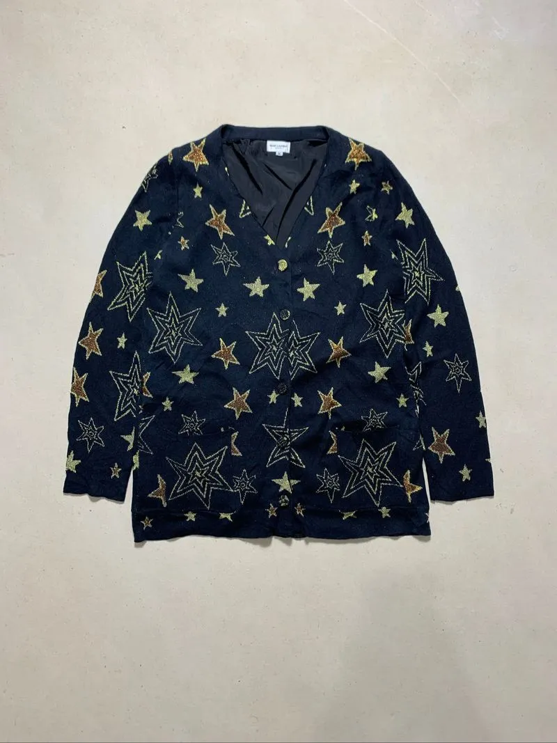 Saint Laurent Star Gold Black Knit Cardigan photo 1