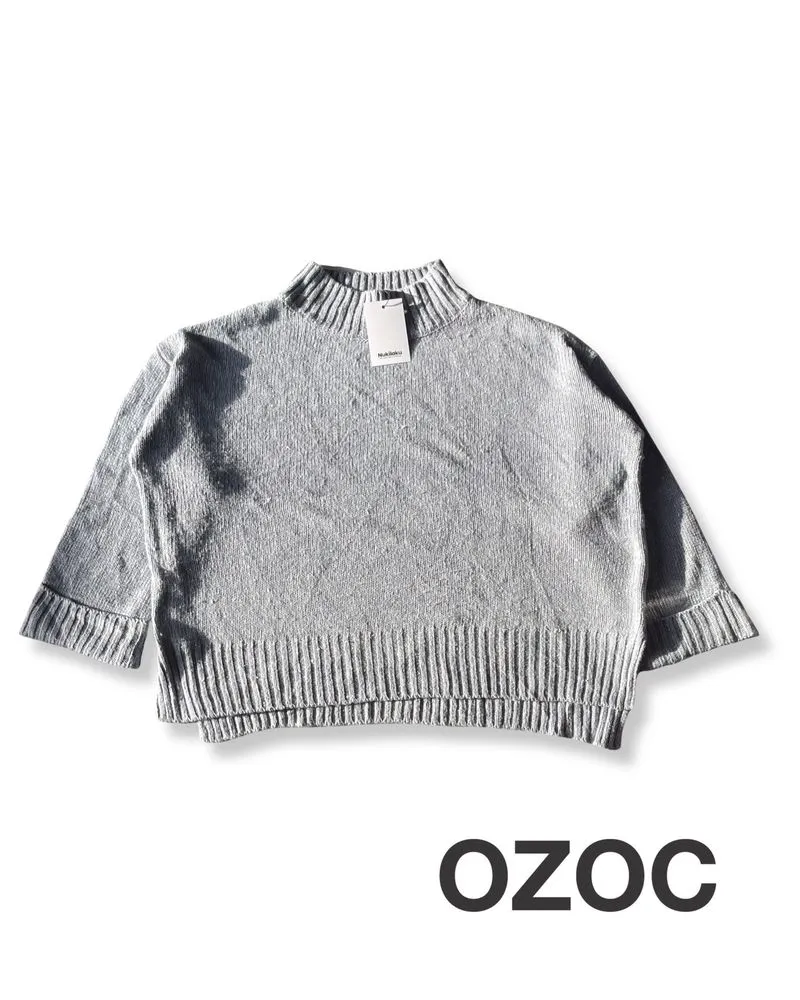 OZOC turtle neck bluish knit sweater photo 1