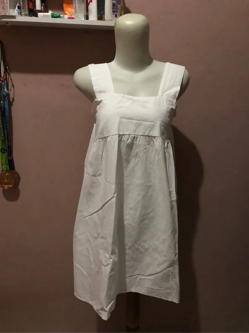 square neck white summer dress dress over jeans photo 1