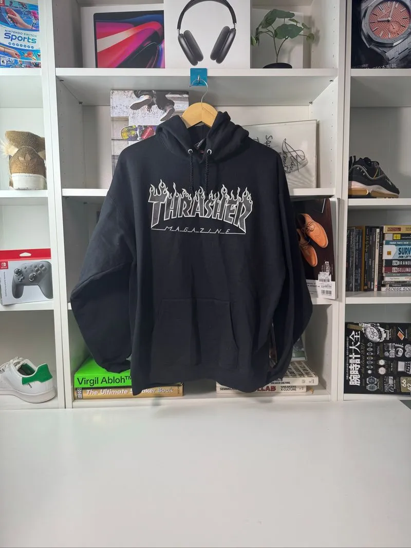 Jacket hoodie thrasher flame black photo 1