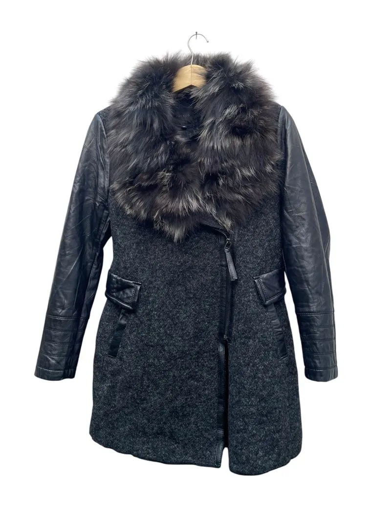 Joinus Faux Fur Leather Trench Coat Gothic Vkei Jacket photo 1