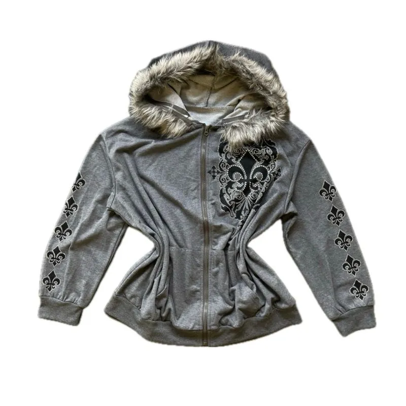 Grey Fur Zip Hoodie photo 1
