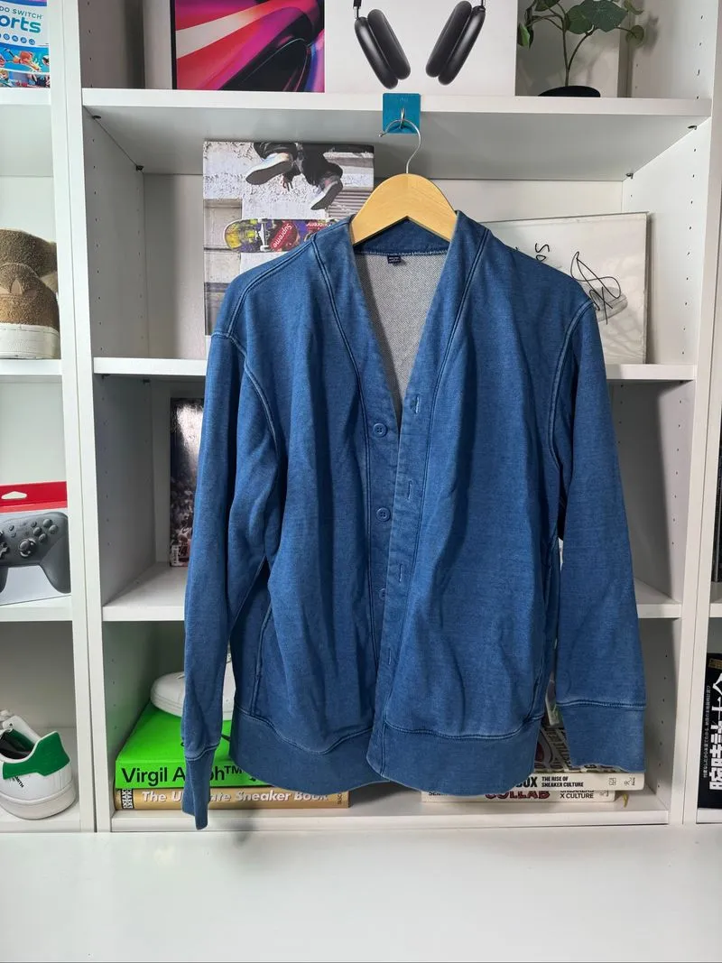 Jaket uniqlo sweater indigo sweat cardigan blue denim XL photo 1