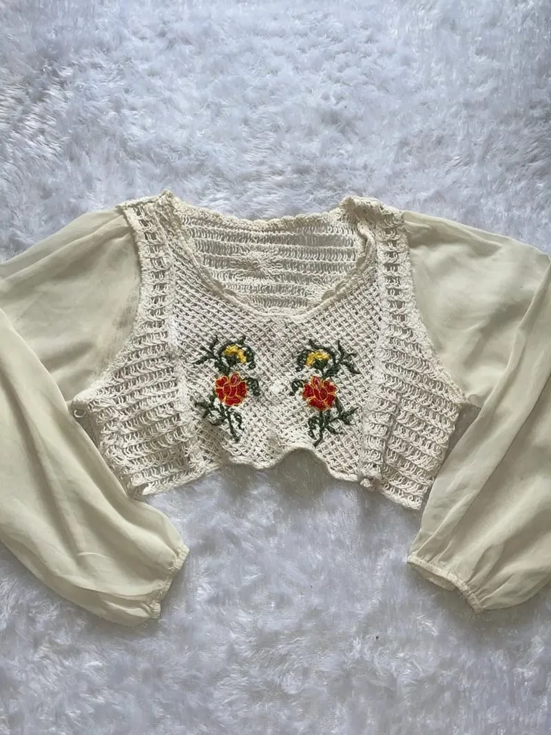 cth.Blouse crop bunga photo 1