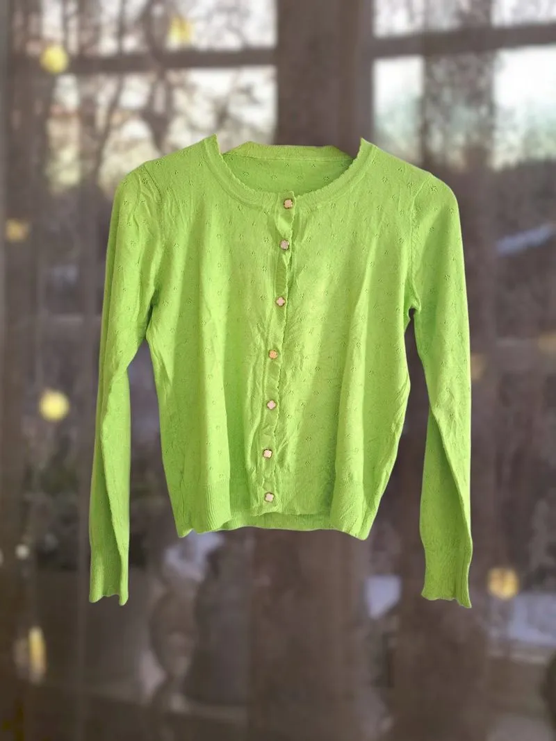 Lime green cardigan photo 1