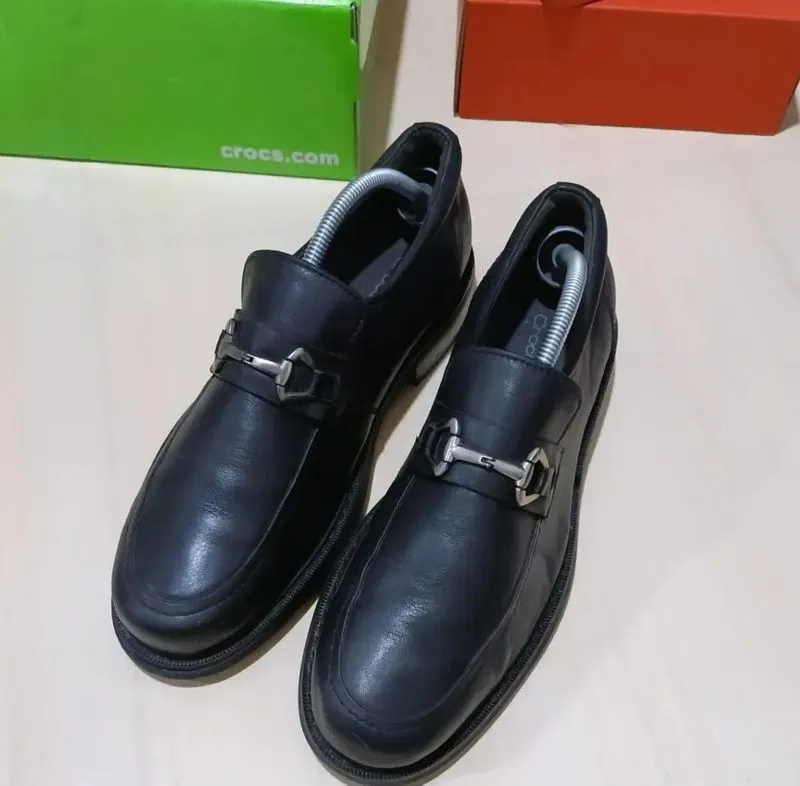 Crocodile Men's Black Leather Loafers photo 1