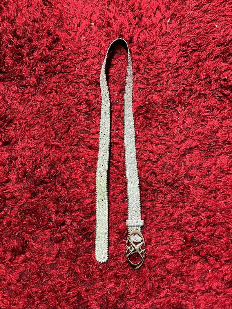 y2k belt rhinestone silver photo 1