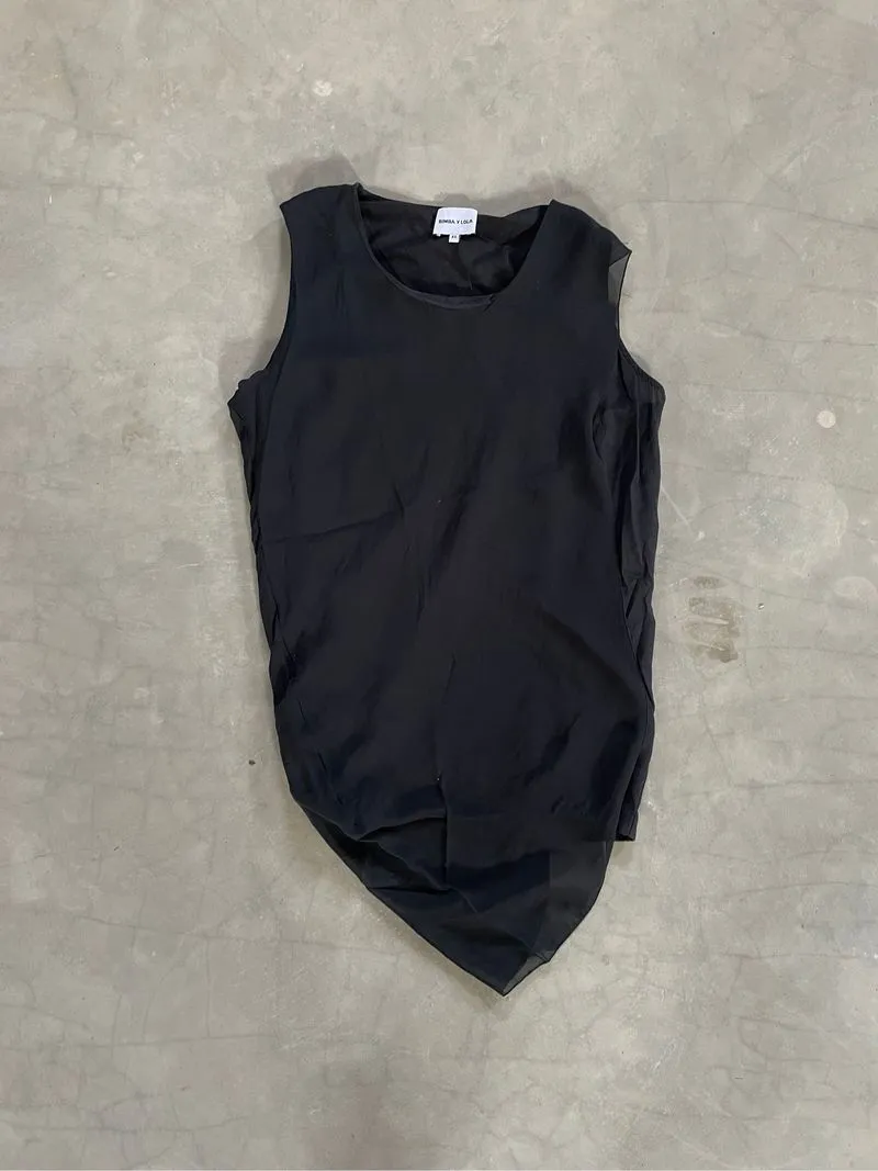 Original Bimba Y Lola Mesh Tank Lace Layered Black photo 1
