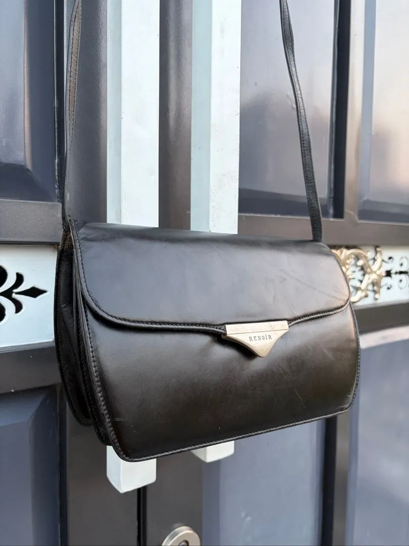 Vintage Renoir Kumkang Leather Shoulder Sling  Bag Black | K photo 1