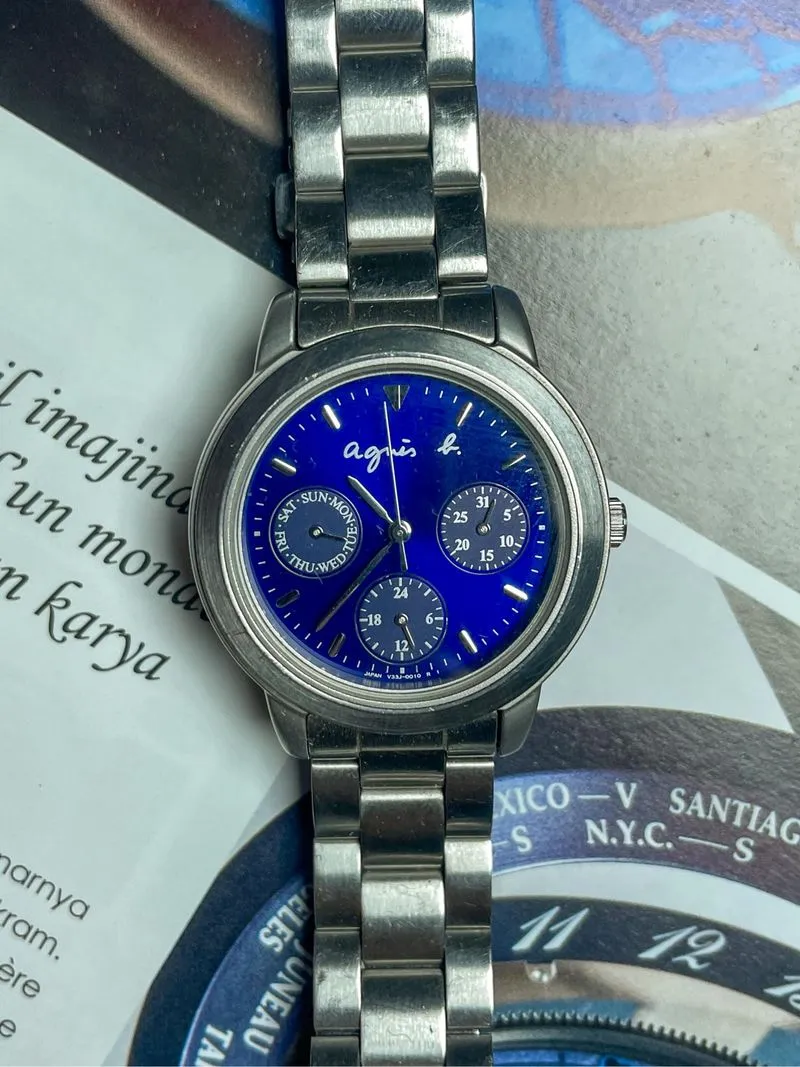 Agnes b. Electric Blue Chronograph Sunburst Dial photo 1