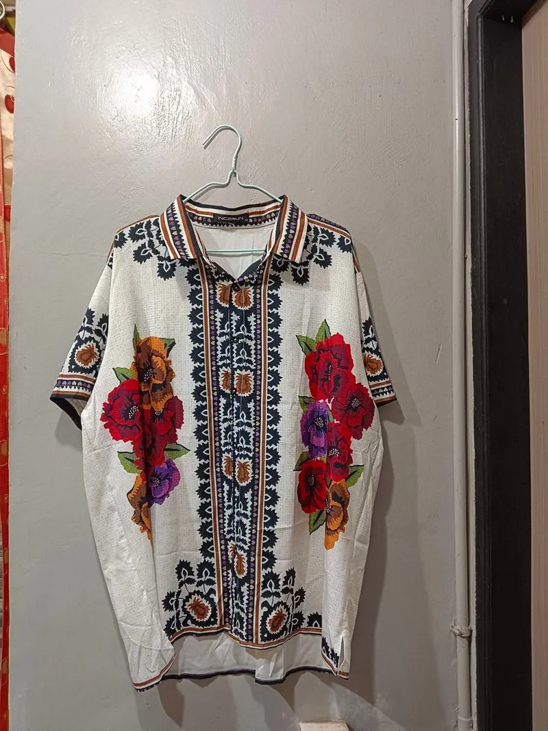 Kemeja Atasan Lengan Pendek Motif photo 1