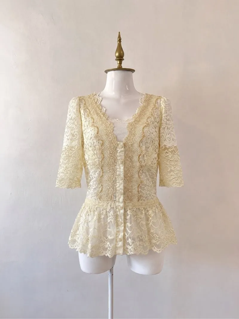 (one set) victory ruffles outer & white top knit lace photo 1