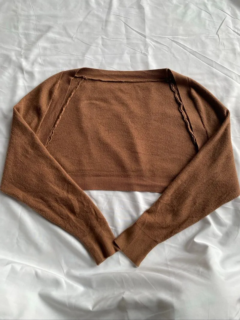 [Sale‼️] Crop cardigan - cocoa brown/coklat . batch 2 photo 1