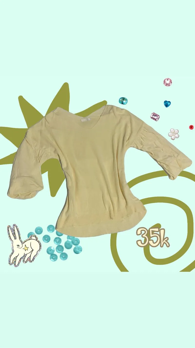 Butteryellow V-Neck Knit Top photo 1