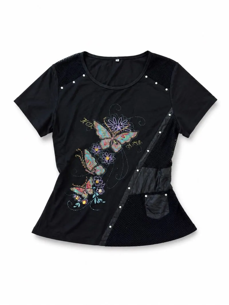 Black Butterfly Beaded Sequin Top photo 1