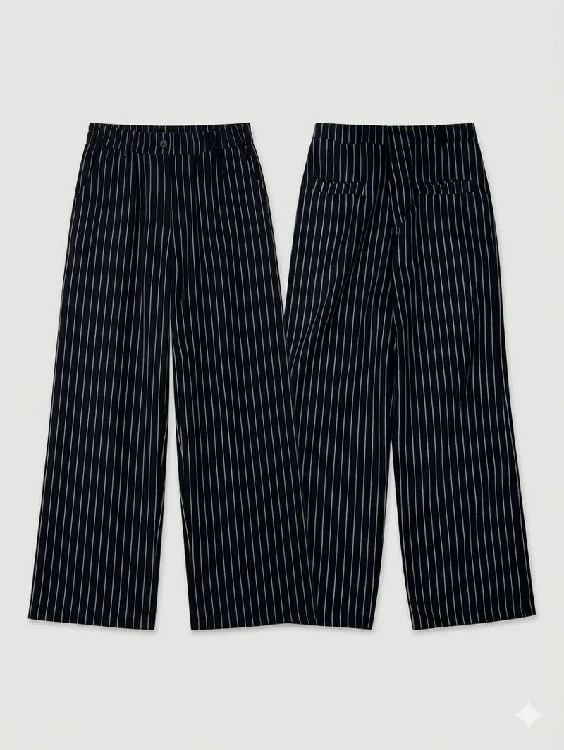 Black & White Stripe Loose Pants photo 1