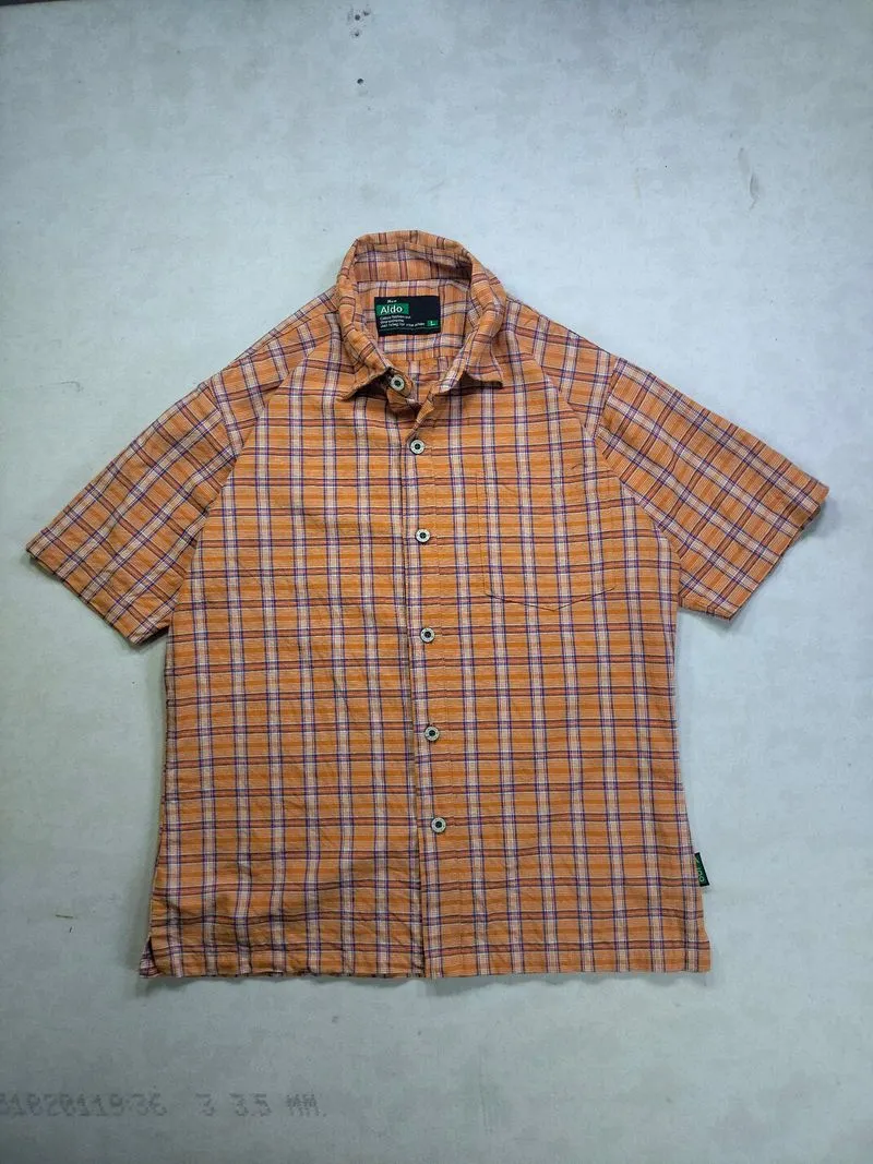 ORANGE CHECK SHORT SLEEVE SHIRT photo 1