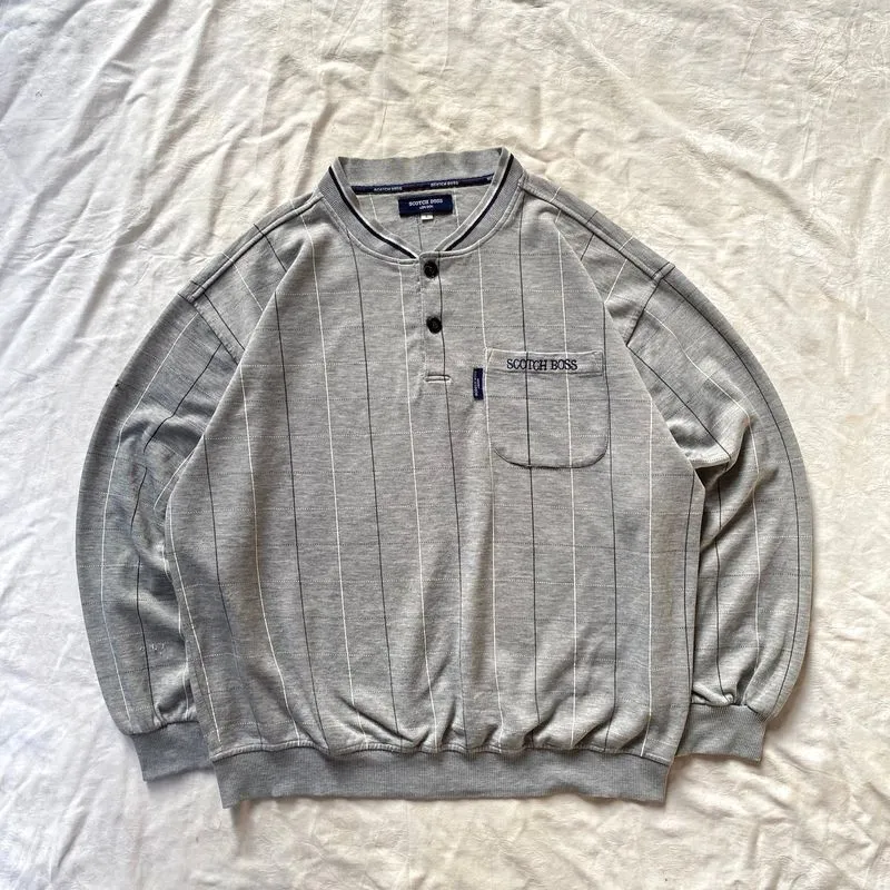 Vintage Scotch Boss London Henley Sweatshirt Grey photo 1