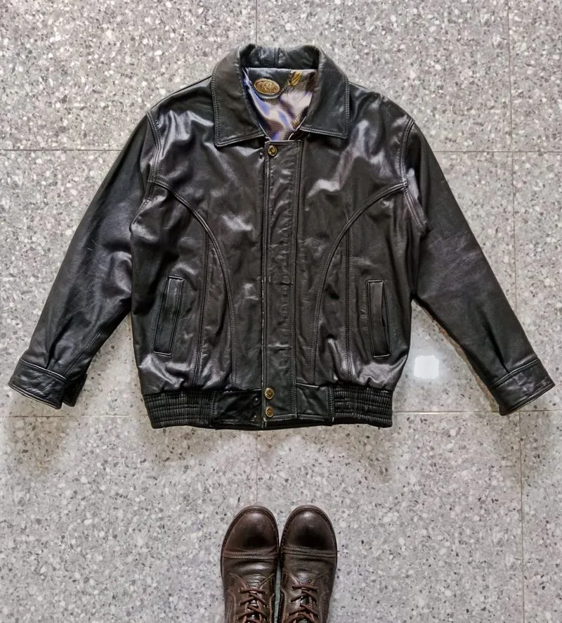 Jaket kulit vintage bomber  photo 1