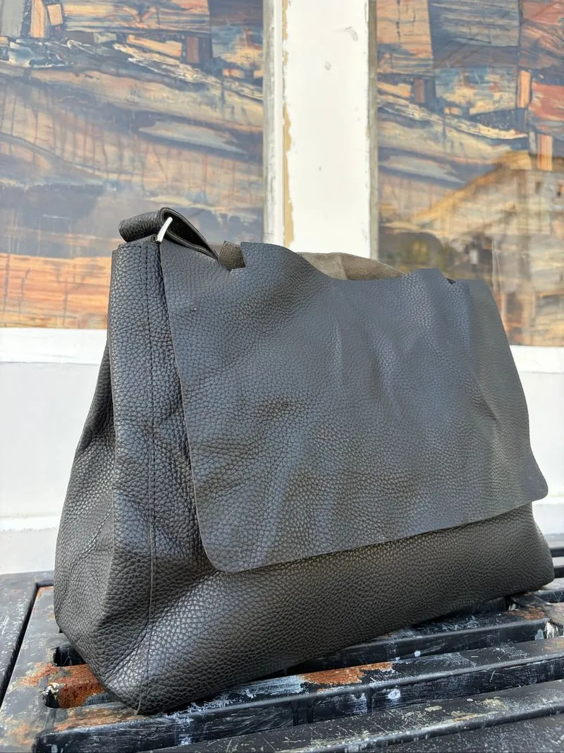 Le Junev Genuine Leather Hobo Bag Black Oversized Shoulder T photo 1