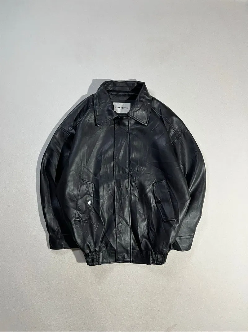 Lady Volume Casual Blouson Leather Jacket photo 1
