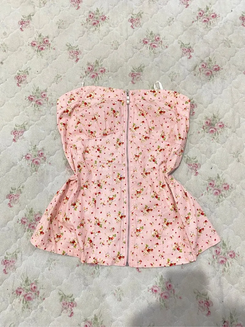Top kemben smoke babypink polka strawberry coquette💗🍓 photo 1