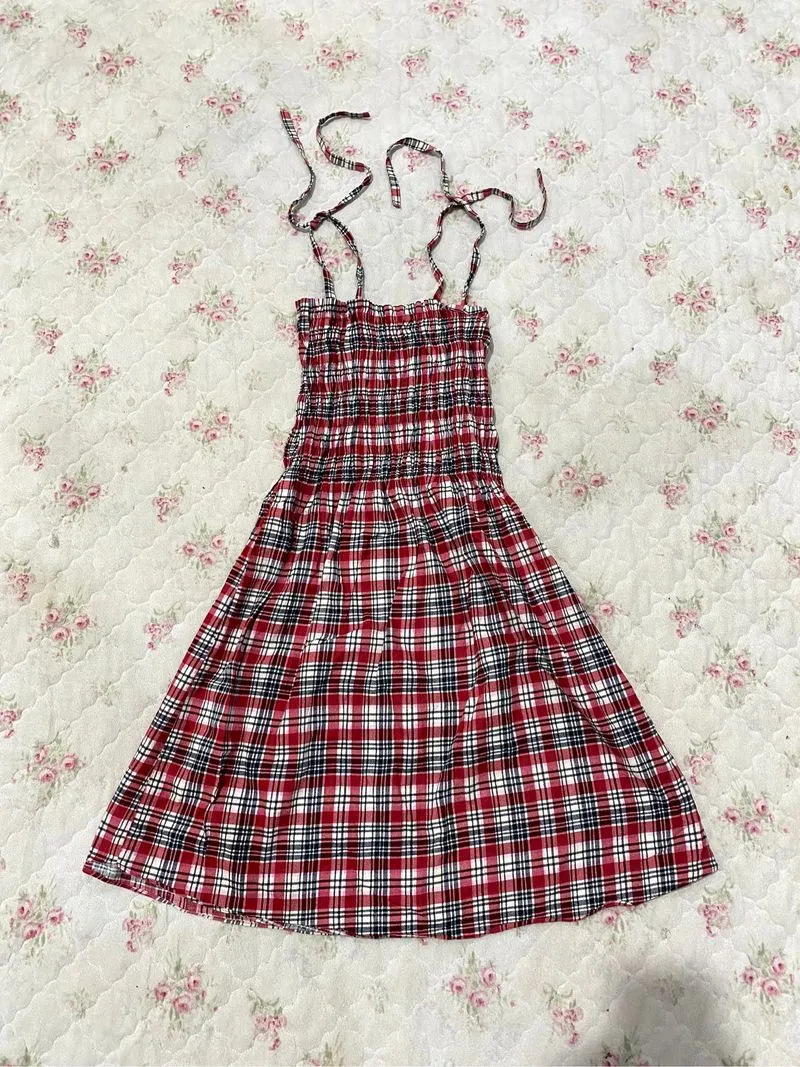 Minidress tartan gingham smoke red coquette cute casual  photo 1