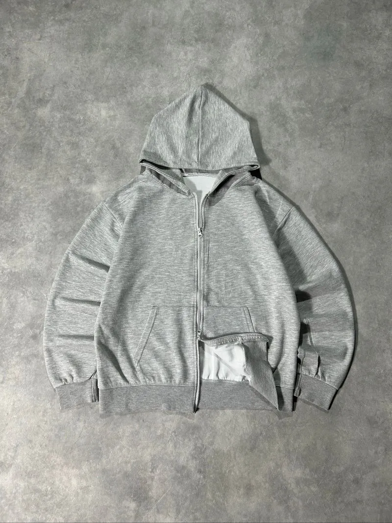 unbrand double zipper blank grey boxy  photo 1