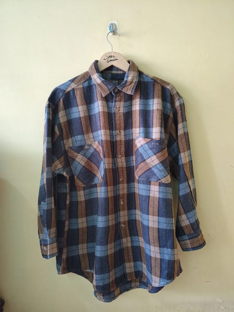 Vintage Chalps Ralph Lauren 90s Earth Tone Plaid Flannel L photo 1