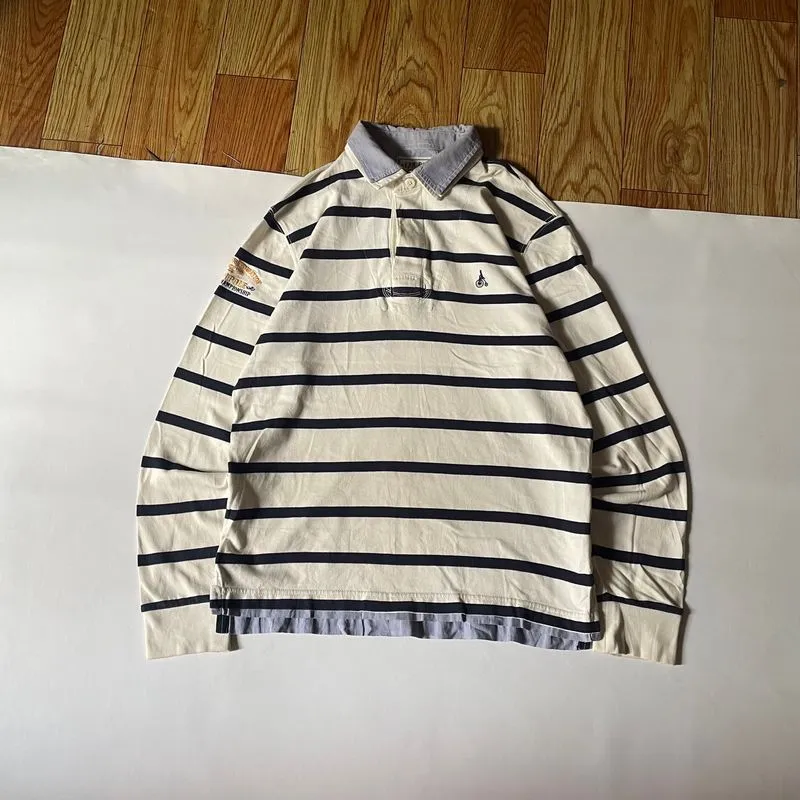 Rugby bean pole vintage stripe white photo 1