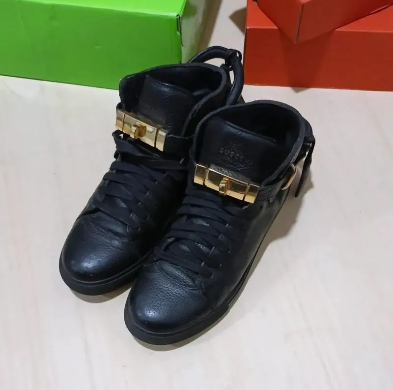 Buscemi 100mm Black Leather High Top Sneakers photo 1