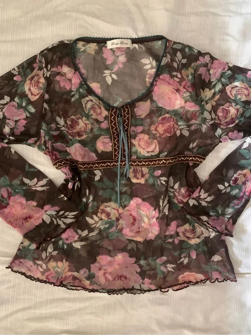 Y2K Mesh Top Brown photo 1