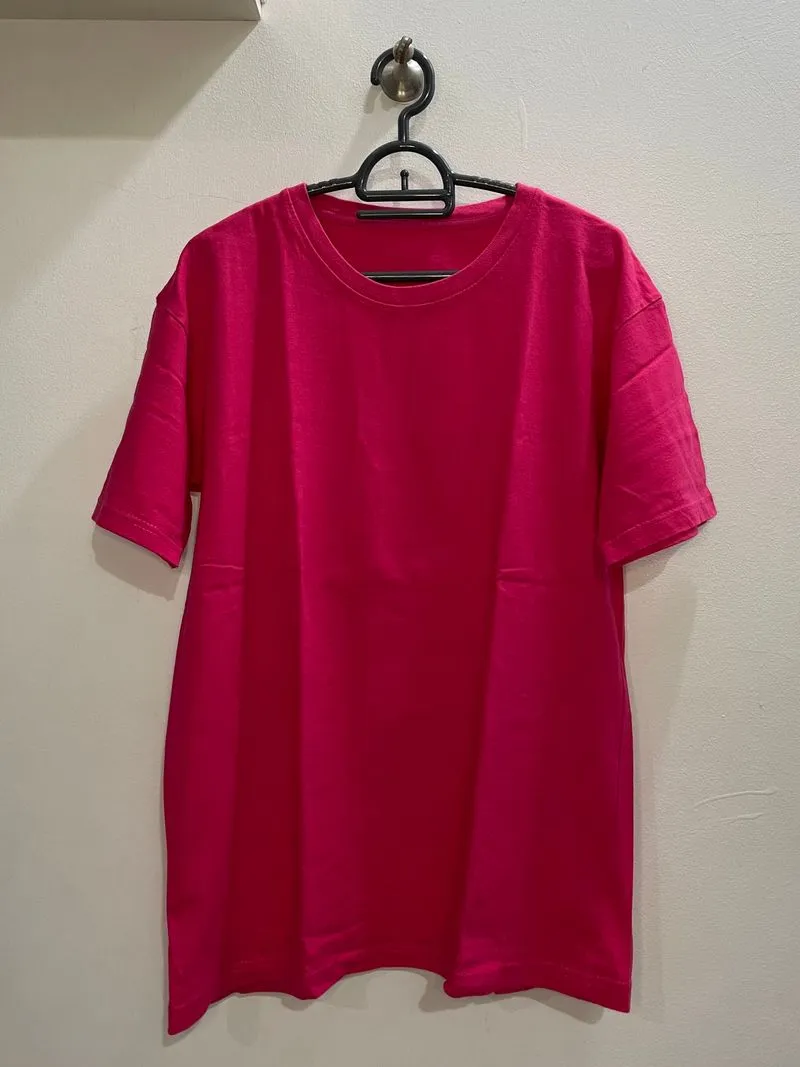 Minimalist Casual T-shirt Wanita red pink photo 1