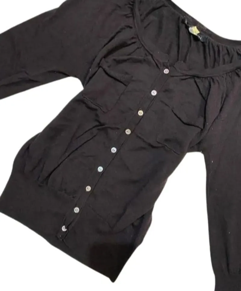 cardigan top longsleeve fitted y2k dark brown photo 1