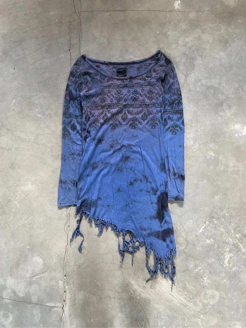 Y2k Grunge Emo Archive Midas Asymmetric Long Sleeve Printed photo 1
