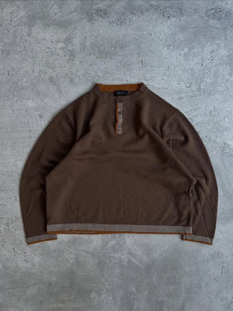 E Basics knitwear hanley shirt button sweater photo 1
