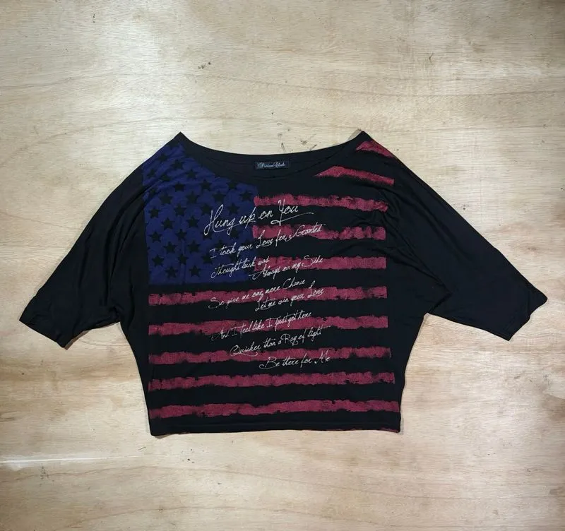 Pinion Club American Flag Poem Dolan Sleeve Top photo 1