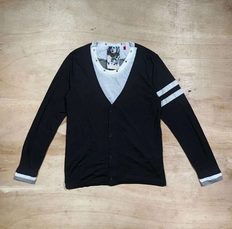 Beau Mere Layered Look Cardigan Black&White Longsleeve photo 1