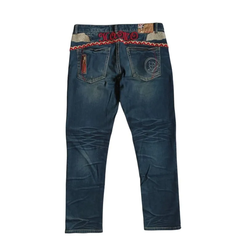 Uniqlo Streetwear Casual Jeans Pria navy red photo 1