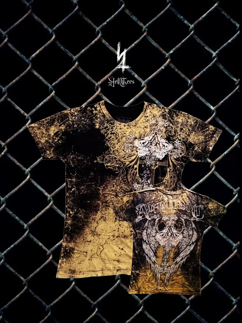 ⚜️ Y2K ARCHAIC ❌ BUCKLE "Winged Crioss" AOP Tee photo 1